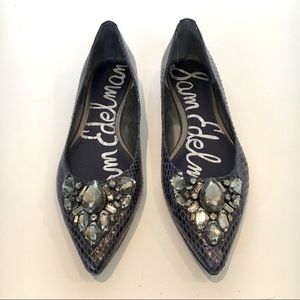 NEW Sam Edelman purple embellished snakeskin flats